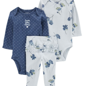 Conjunto longo bebê 3 peças floral multicor | Carter's