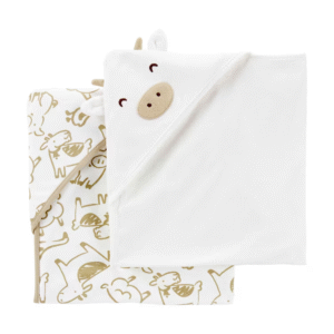 Kit toalha de banho bebê 4 peças vaquinha branco | Carter's