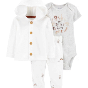 Conjunto longo bebê 3 peças animais branco | Carter's