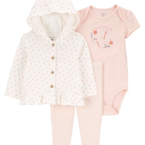 Conjunto longo bebê 3 peças listrada floral multicor | Carter's